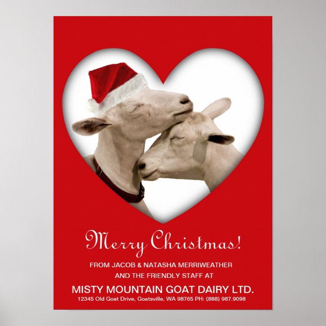Cute Christmas Goat Couple Poster (Front)