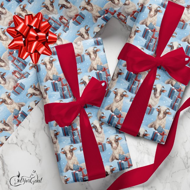 Cute Christmas Goats sm Wrapping Paper (Creator Uploaded)