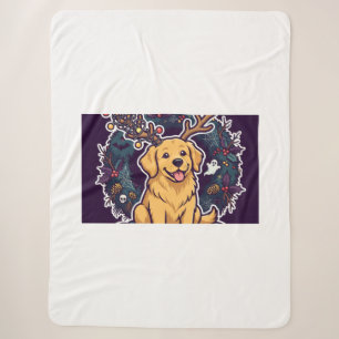 Cute Christmas Golden Retriever Blanket