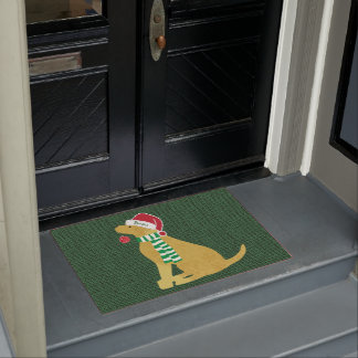 Cute Christmas Golden Retriever Holiday Custom Doormat
