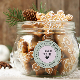 Cute Christmas Goodies Heart Personalised  Classic Round Sticker