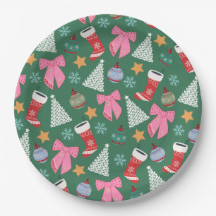 Cute Christmas Green Paper Plate