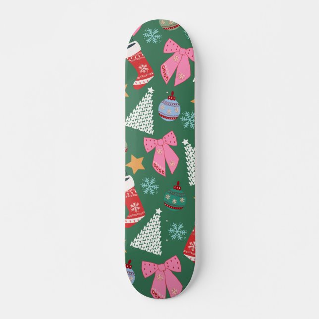 Cute Christmas Green Skateboard (Front)