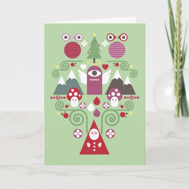 Cute Christmas Greeting Card  - green (Front)