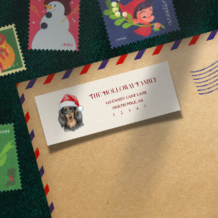 Cute Christmas Hand Drawn Dachshund Return Address Label