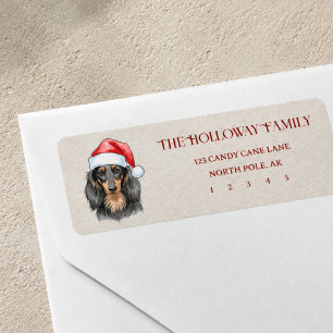 Cute Christmas Hand Drawn Dachshund Return Address Label