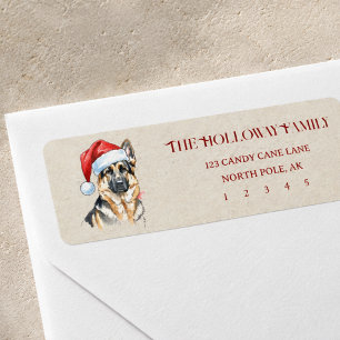 Cute Christmas Hand Drawn German Shepherd Return Address Label
