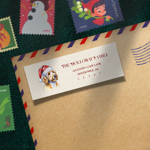 Cute Christmas Hand Drawn Golden Doodle Return Address Label