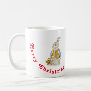 Cute Christmas hare with a basket with spruce bran Coffee Mug