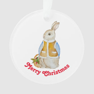 Cute Christmas hare with a basket with spruce bran Ornament