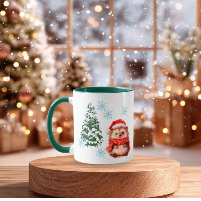 Cute Christmas Hedgehog Coffee Mug, Personalised H Mug (Creator Uploaded)