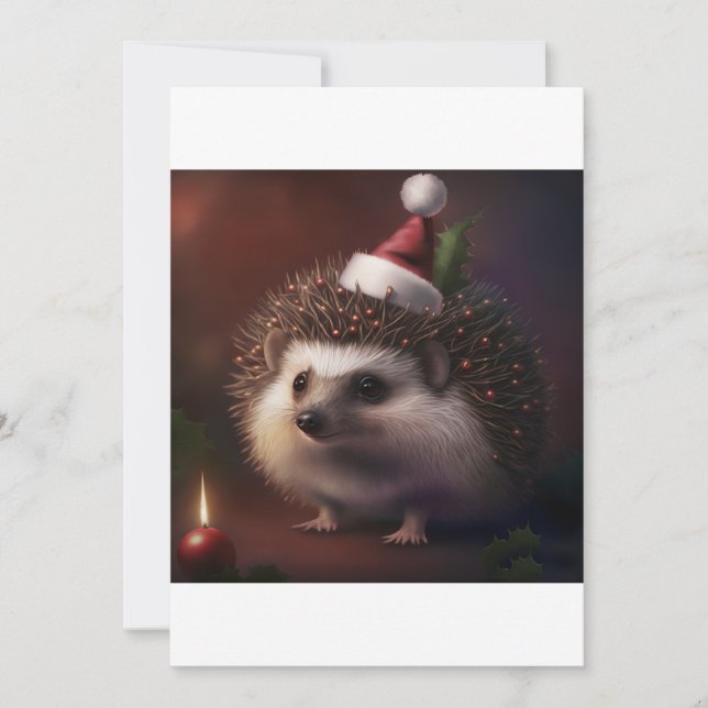  Cute Christmas Hedgehog , Hedgehog Lover Gift T-S Holiday Card (Front)