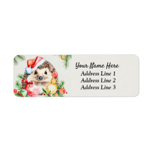 Cute Christmas Hedgehog Return Address Label