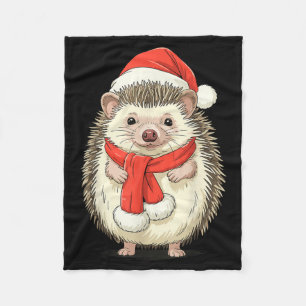 Cute Christmas Hedgehog Santa Fleece Blanket