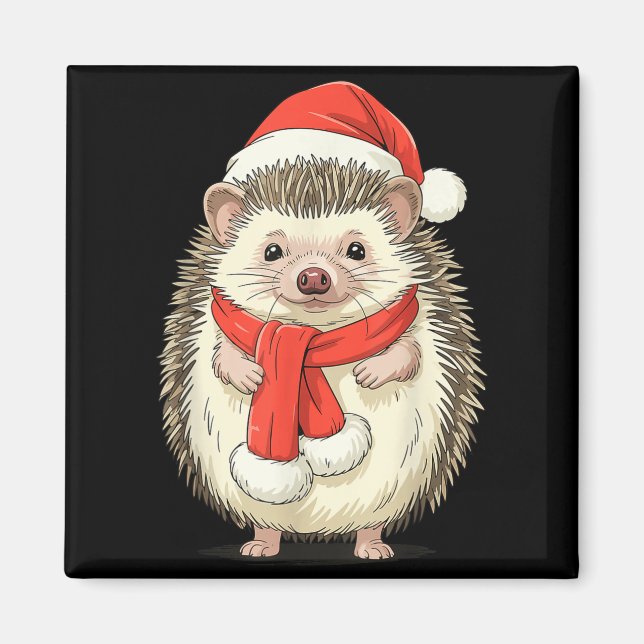Cute Christmas Hedgehog Santa  Magnet (Front)