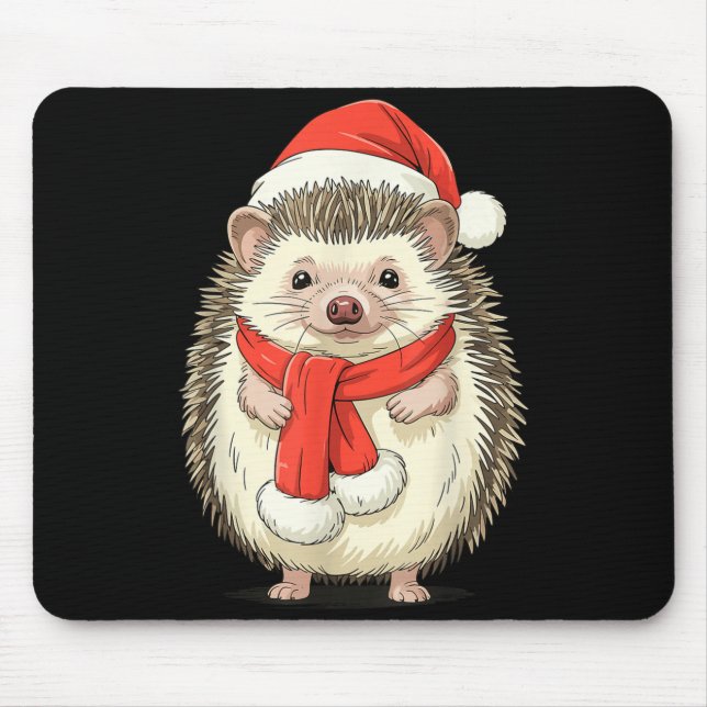Cute Christmas Hedgehog Santa  Mouse Pad (Front)