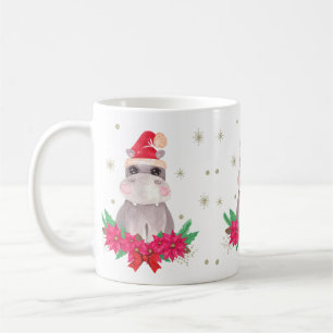 Cute Christmas Hippo Coffee Mug