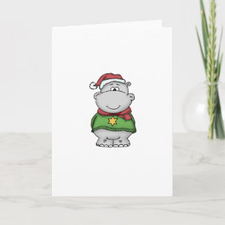 Cute Christmas Hippo Design Holiday Card