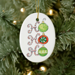 Cute Christmas Ho Ho Ho, Candy Canes Ornaments