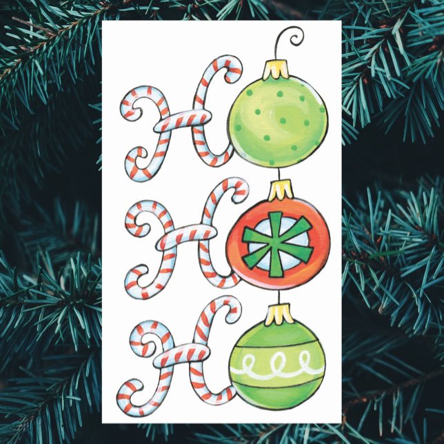 Cute Christmas Ho Ho Ho, Candy Canes Ornaments Rectangular Sticker (Creator Uploaded)