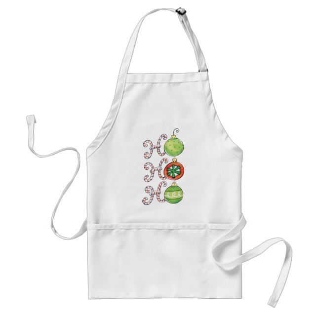 Cute Christmas Ho Ho Ho, Candy Canes Ornaments Standard Apron (Front)