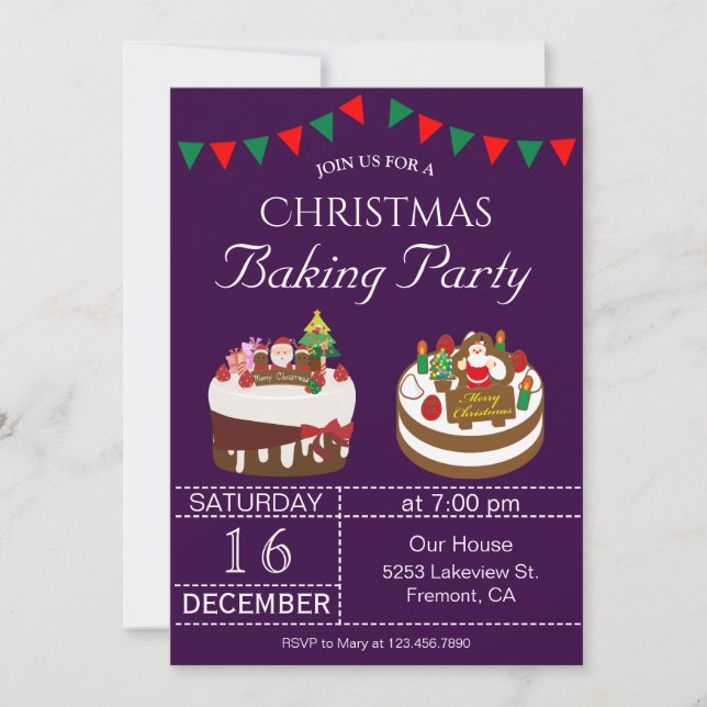 Cute Christmas Holiday Baking Party Invitation (Front)