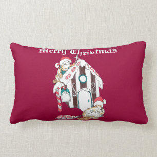 Cute Christmas Holiday Beaver Chalet Lumbar Cushion