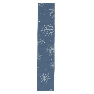 Cute Christmas holiday blue snowflake winter Xmas Medium Table Runner