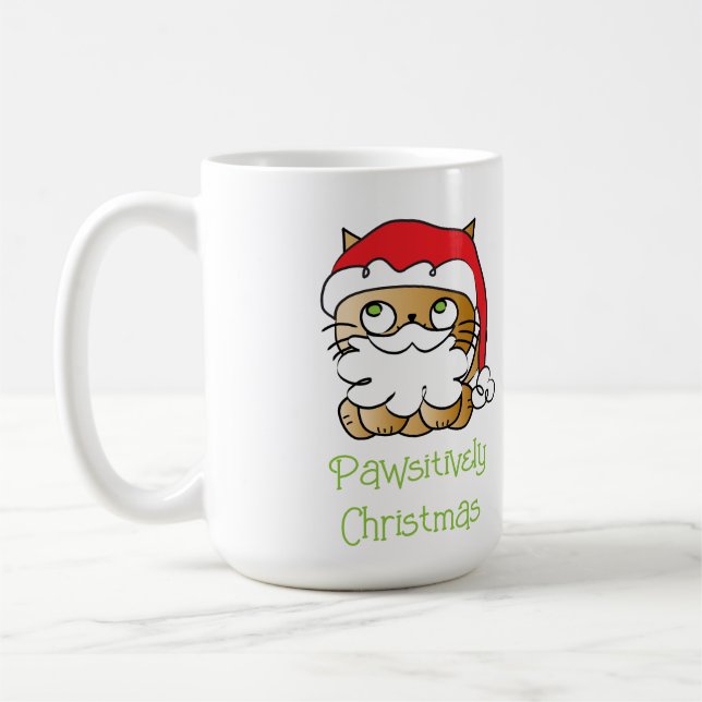 Cute Christmas Holiday Cartoon Cat Funny Saying Coffee Mug (Left)