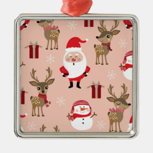 Cute Christmas Holiday Cartoon Metal Ornament