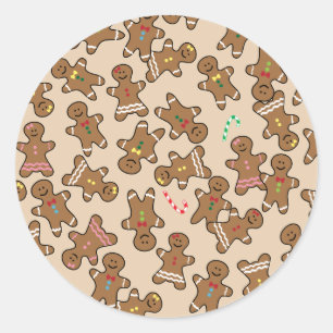 Cute Christmas Holiday Gingerbread Men Cookies Classic Round Sticker