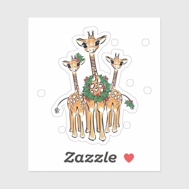 Cute Christmas Holiday Giraffes (Sheet)