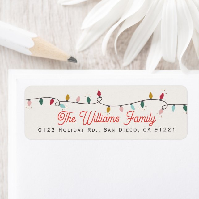 Cute Christmas Holiday Lights Address Label Return Address Label (Insitu)