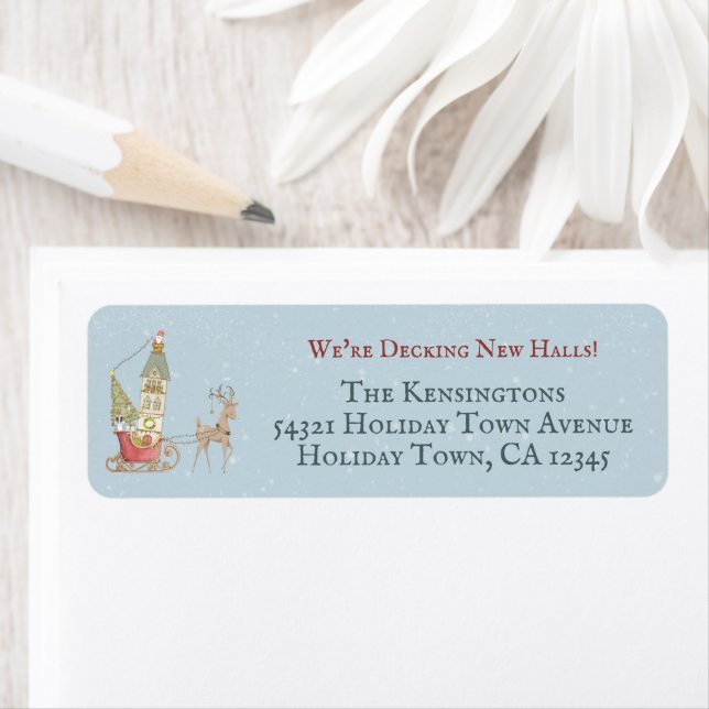 Cute Christmas Holiday Moving New Address Return Address Label (Insitu)