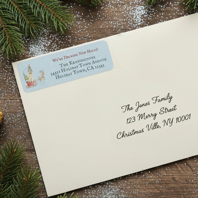Cute Christmas Holiday Moving New Address Return Address Label (Creator Uploaded)