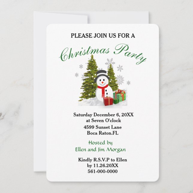 Cute Christmas Holiday Party Invitation (Front)