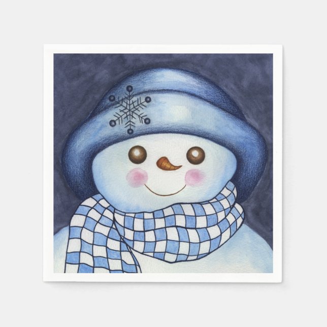 Cute Christmas Holiday Party Snowman Napkins (Front)