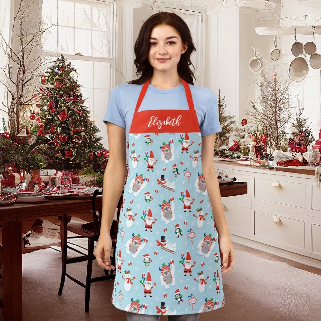 Cute Christmas Holiday Pattern Apron (Creator Uploaded)