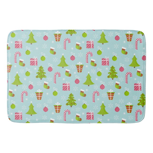 Cute Christmas Holiday Pattern Bath Mat (Front)