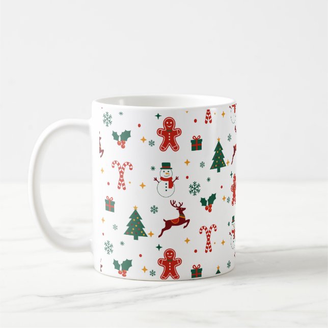 Cute Christmas Holiday Pattern Coffee Mug (Left)