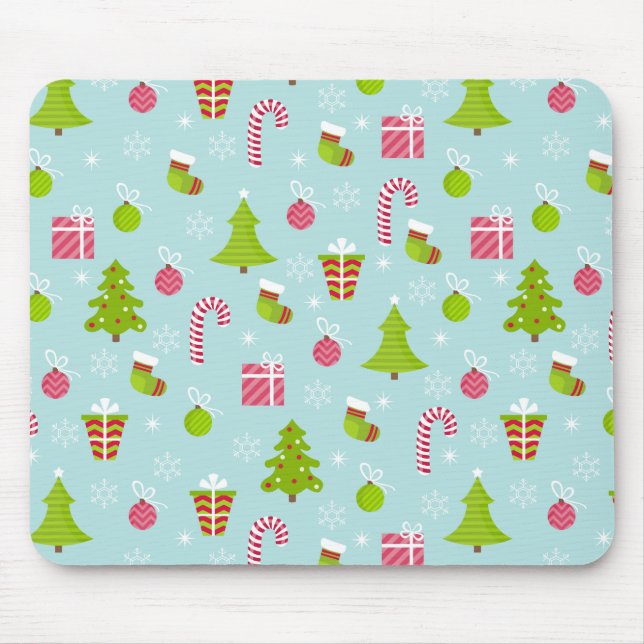 Cute Christmas Holiday Pattern Mouse Pad (Front)