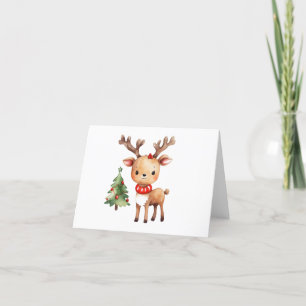 Cute Christmas Holiday Reindeer with Tree BLANK 