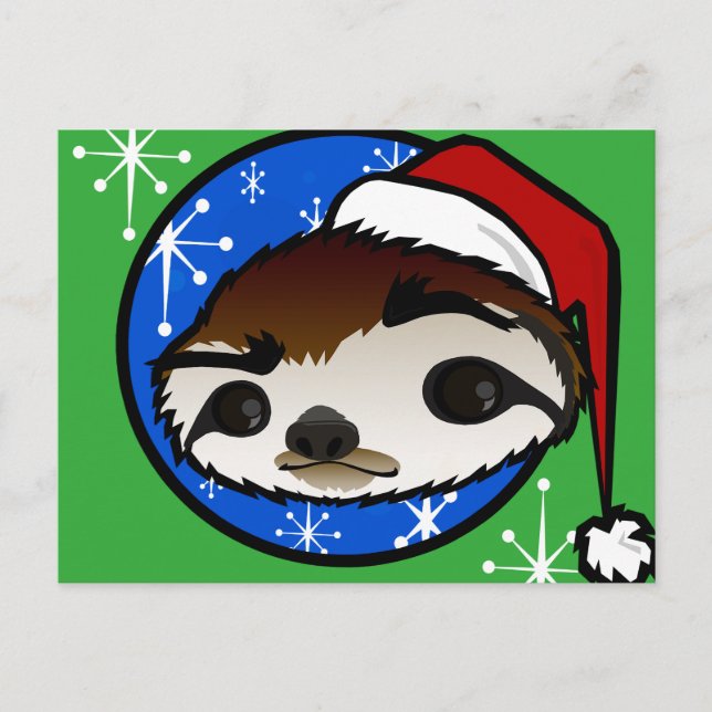 CUTE CHRISTMAS HOLIDAY SLOTH POSTCARD (Front)