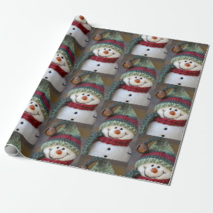 Cute Christmas Holiday Snowman Wrapping Paper