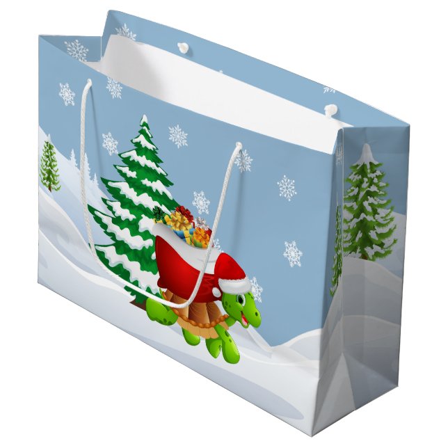 Cute Christmas Holiday turtle party bag (Front Angled)