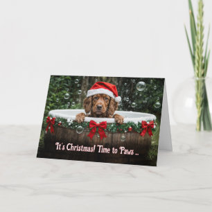 Cute Christmas Holiday with Irish Setter Puppy  Card