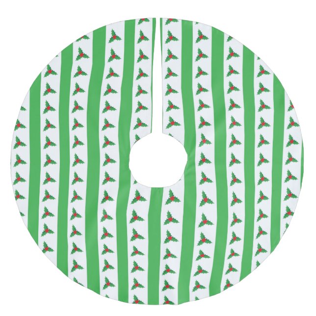 Cute Christmas Holly Berry Pattern Brushed Polyester Tree Skirt (Front)