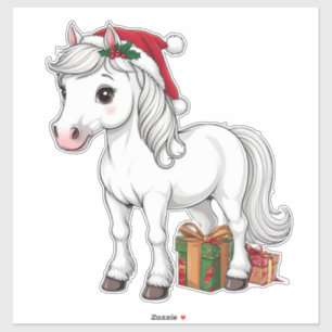 Cute Christmas Horse With Santa Hat