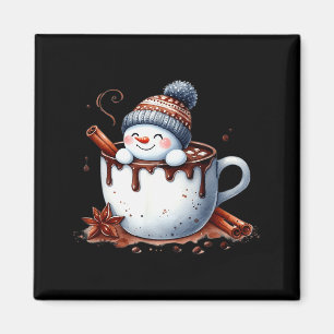 Cute Christmas Hot Chocolate Snowman Magnet