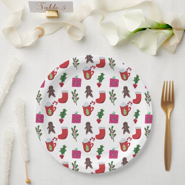 Cute Christmas Hot Chocolate Winter Holiday Paper Plate (Wedding)